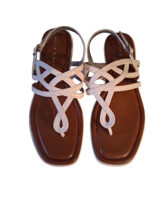 Kelly & Katie Shoes - Kelly & Katie White Strappy Toe-Ring Sandals with Tan Footbed Size 9 1/2 M